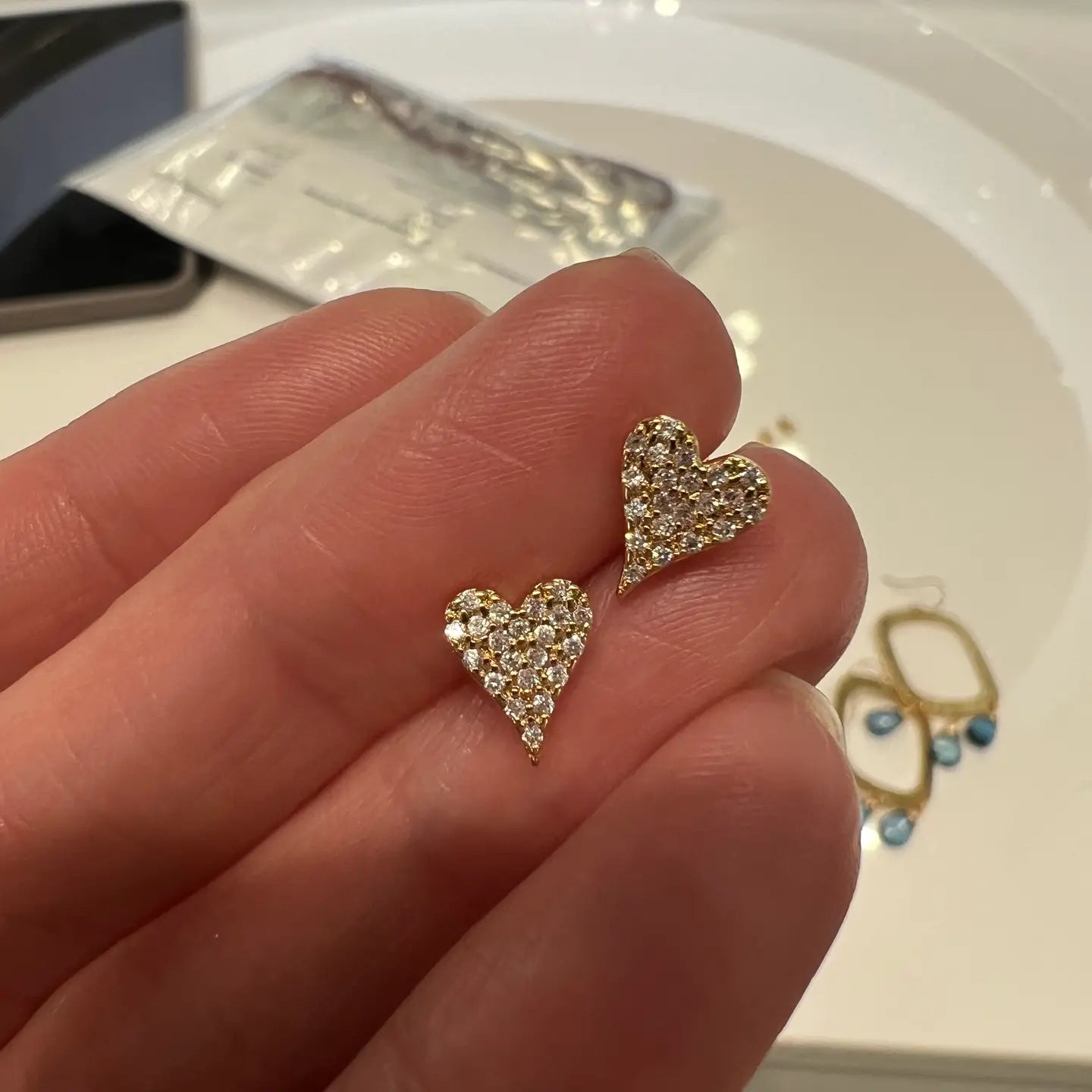 Cz small heart studs - gold - Gold