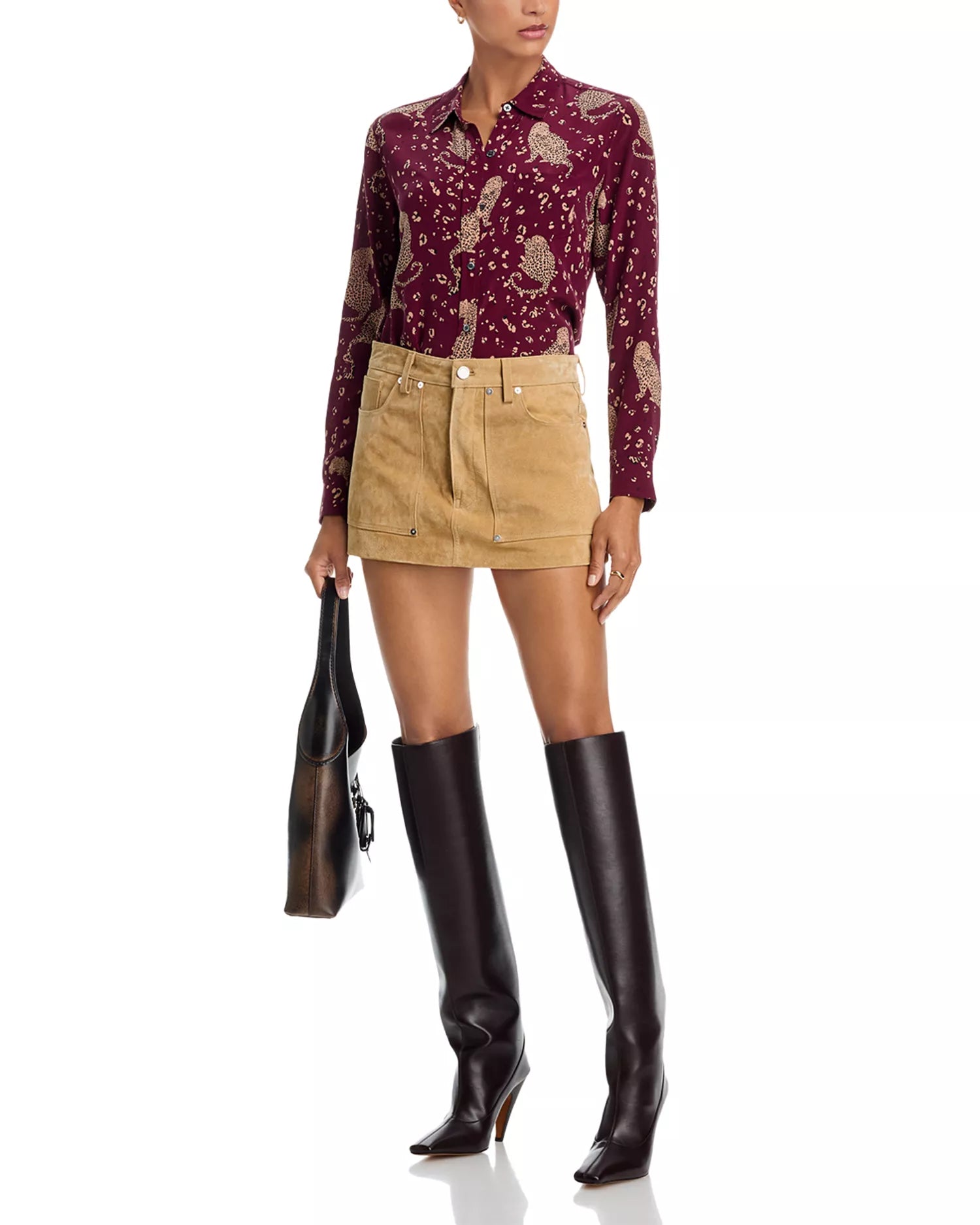 Kate shirt - oxblood leopard