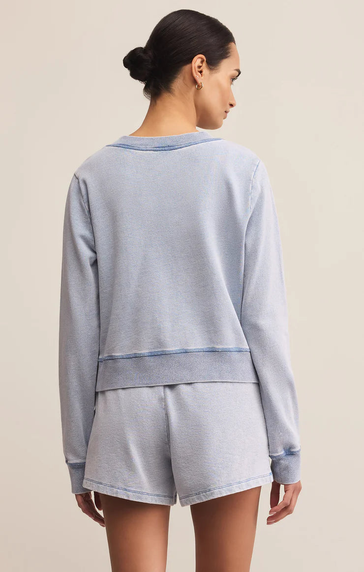 Daily knit denim cardigan - washed indigo