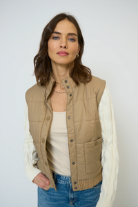 Brady Quilted Mixed Media Jacket - oat