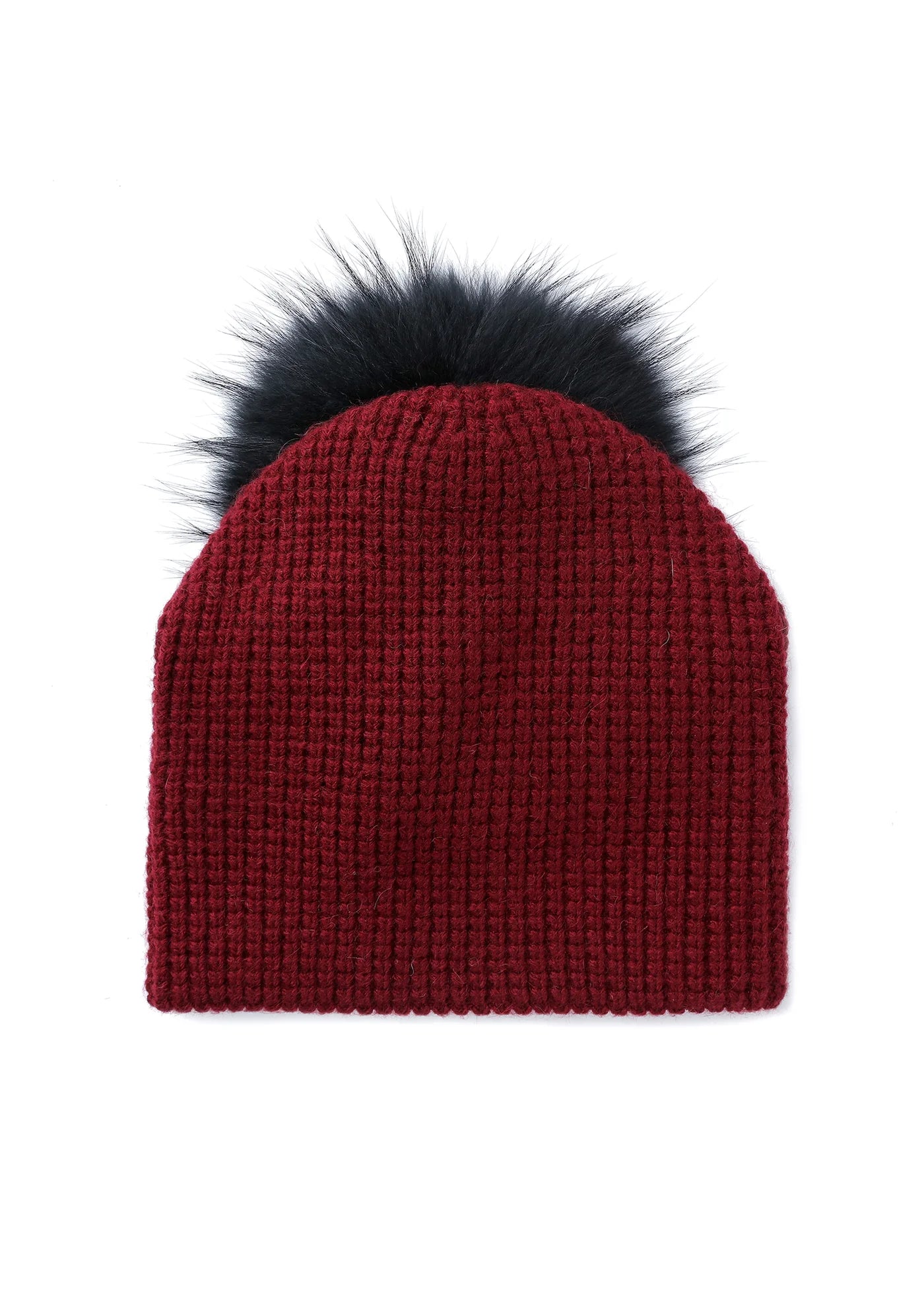 Waffle slope hat - wine / black pom