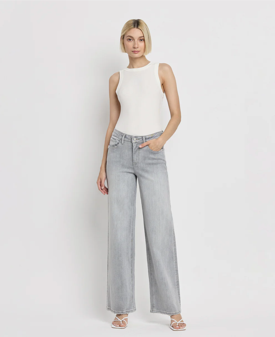 F5651 - Mid Rise Wide Leg Jeans - clementine
