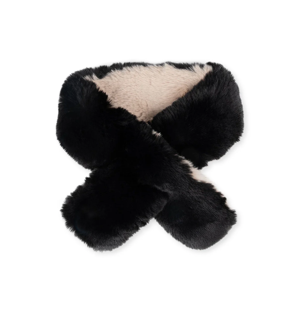 Whistler faux fur scarf - black / beige