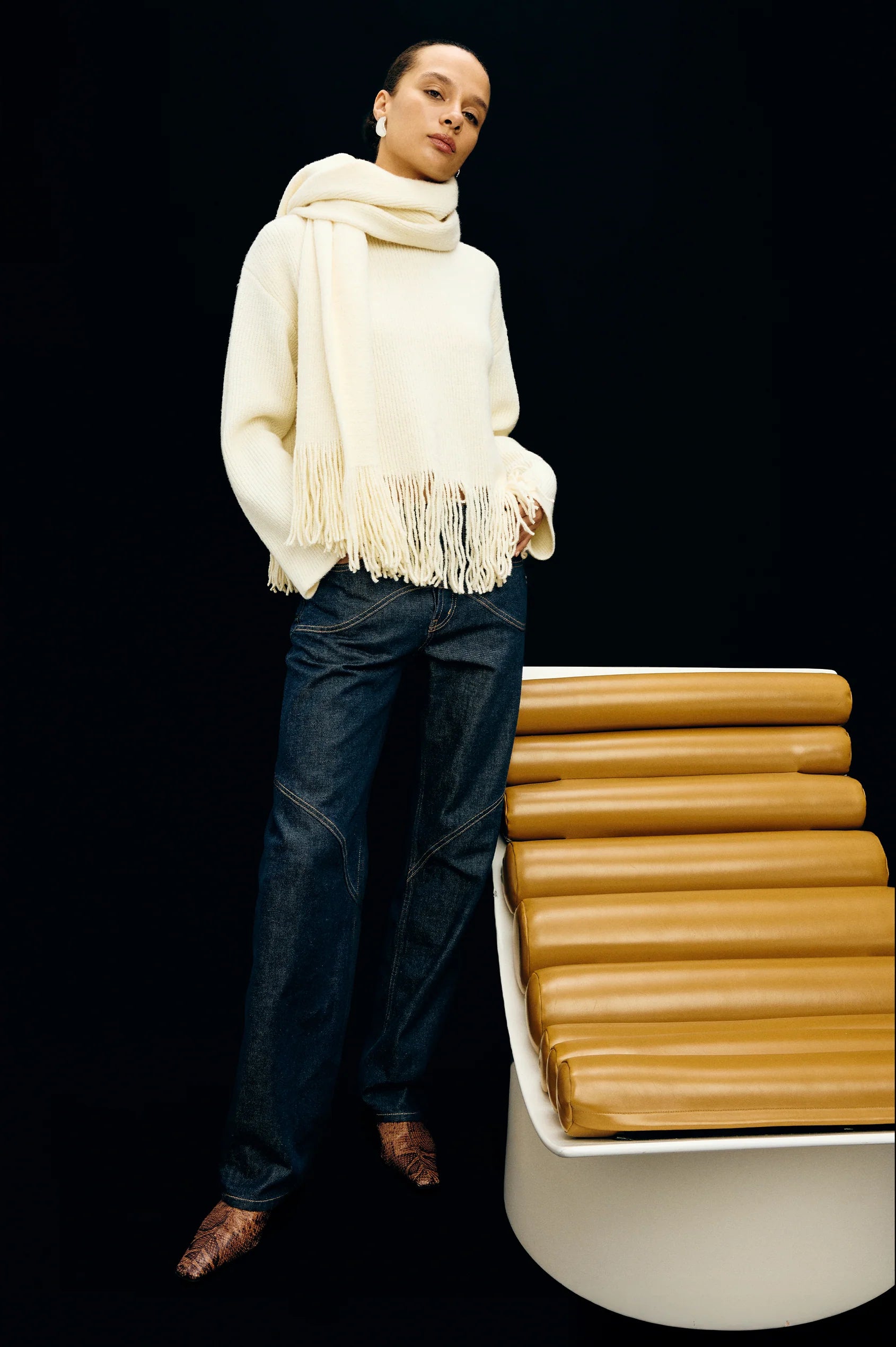 Lise sweater - ivory fringe