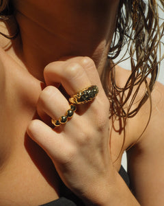 Oversized ball chain ring - gold