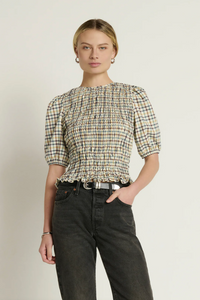 Brinley smocked top - multi color plaid