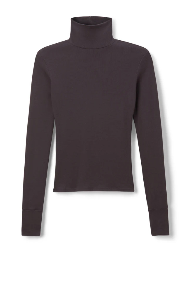 Hayden cotton ribbed high turtleneck - cocoa