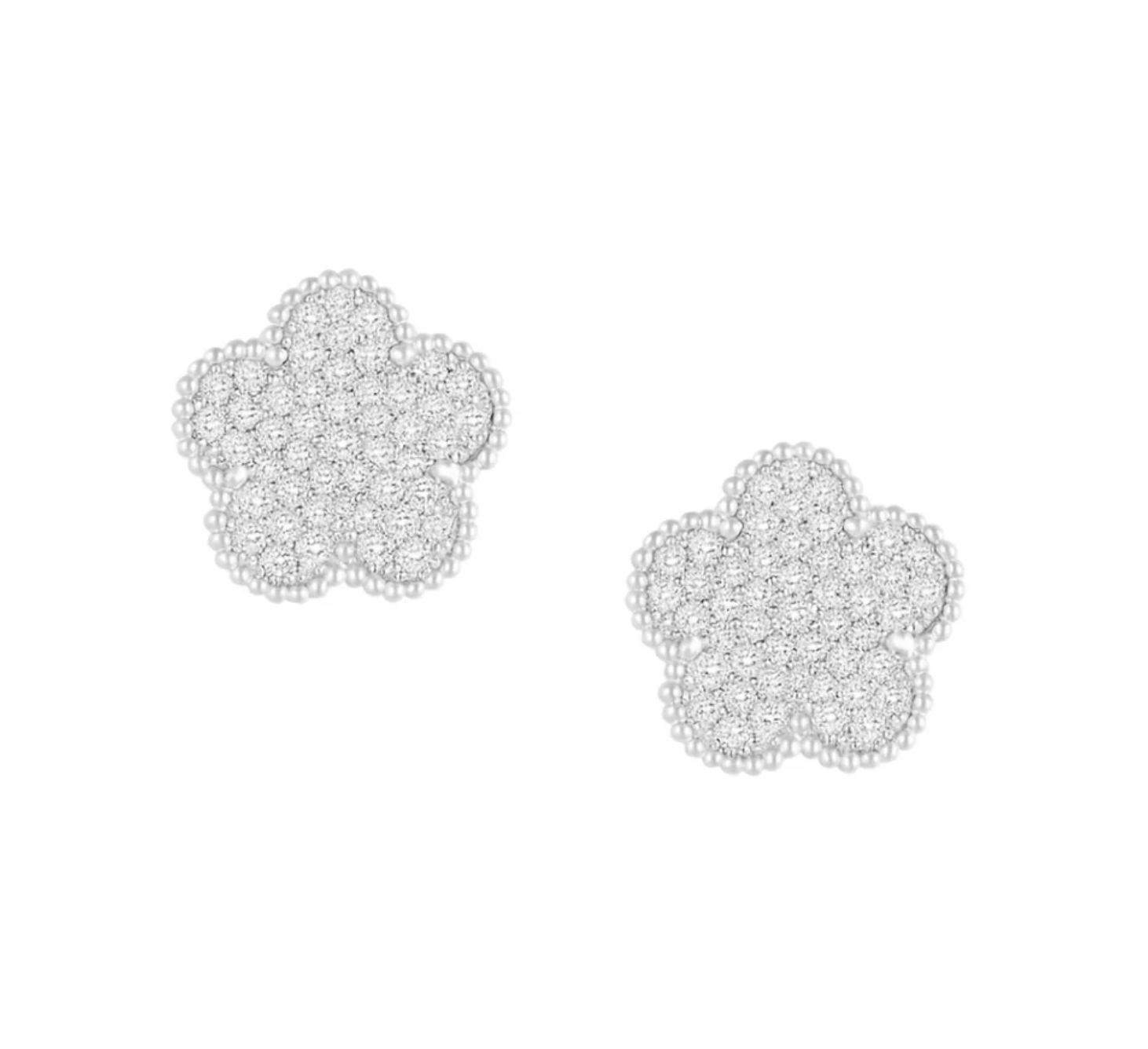 Adeline clover pave stud - silver