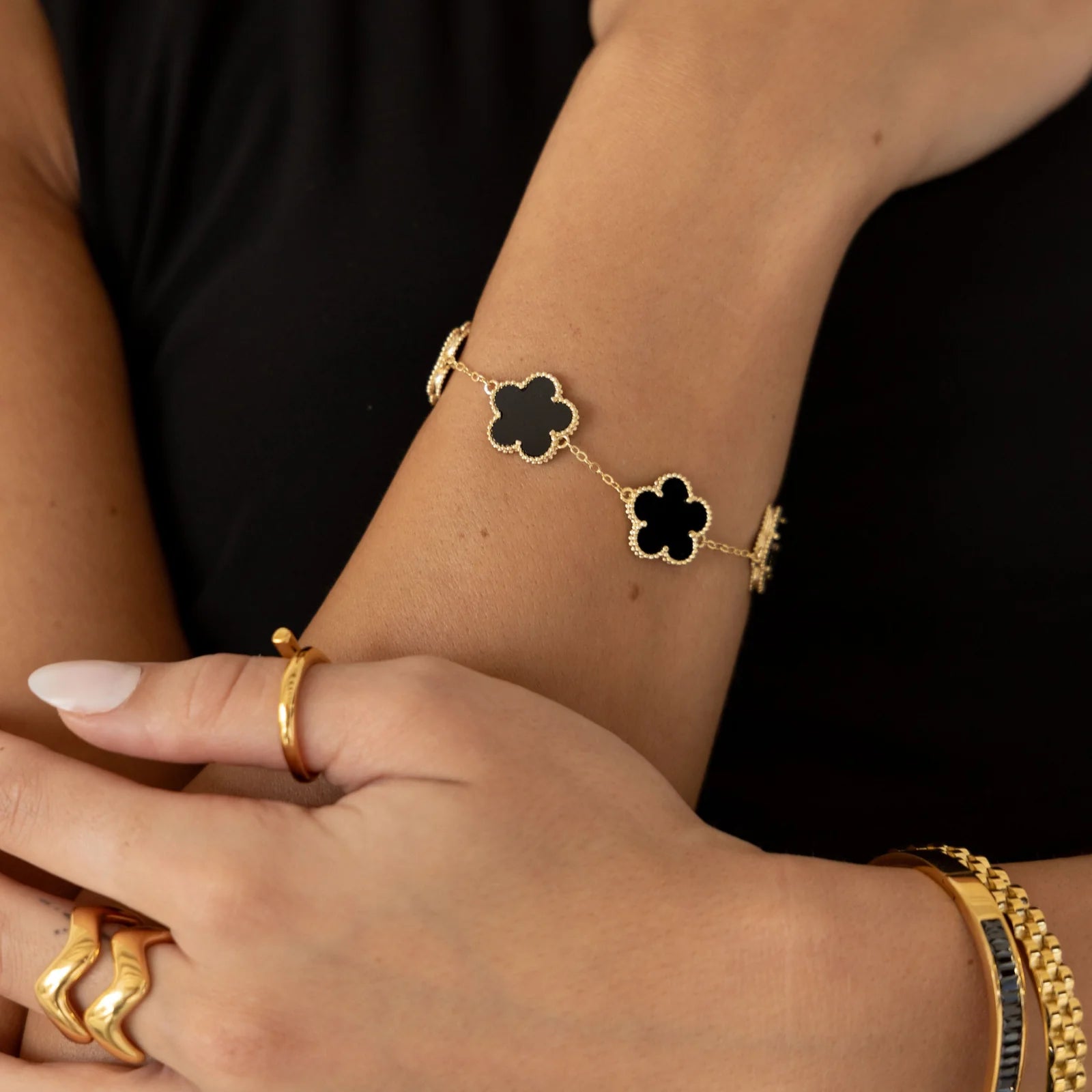 Adeline clover bracelet - onyx