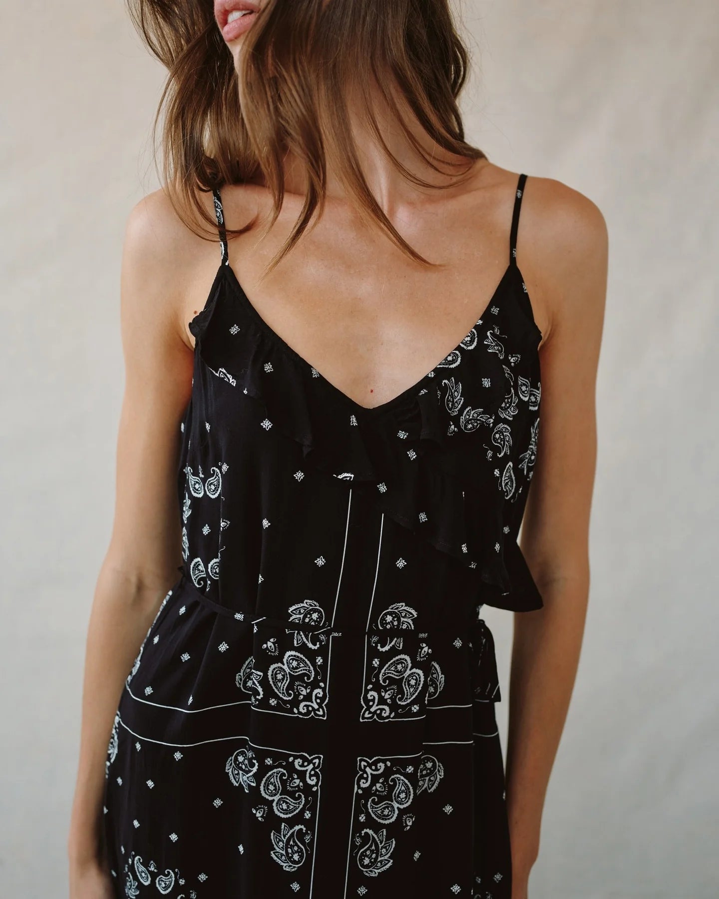 Ruffle cami midi dress - bandana print