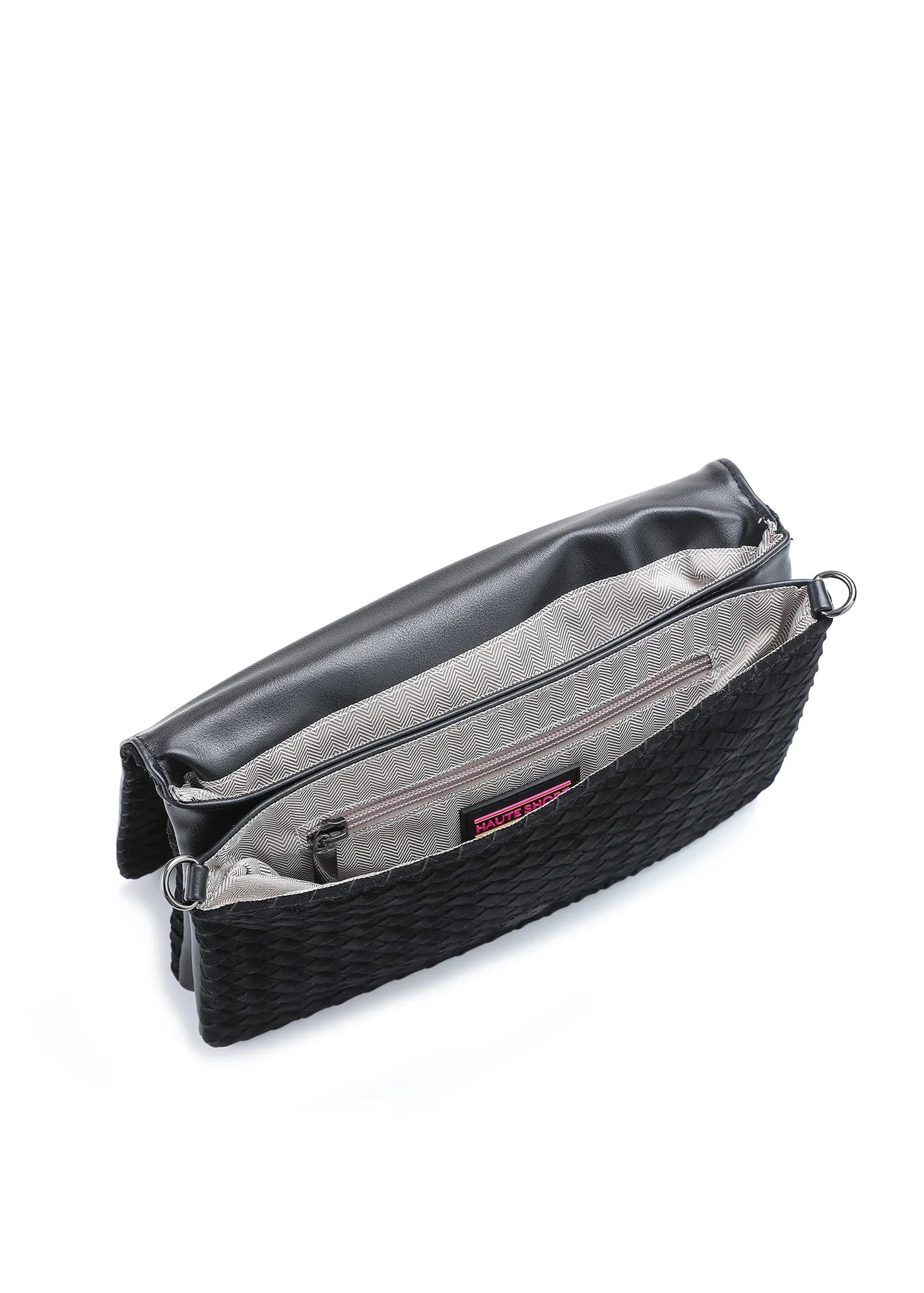 Lexi crossbody bag - black woven vegan suede