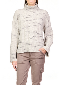 Feeling cozy cable sweater - light grey multi