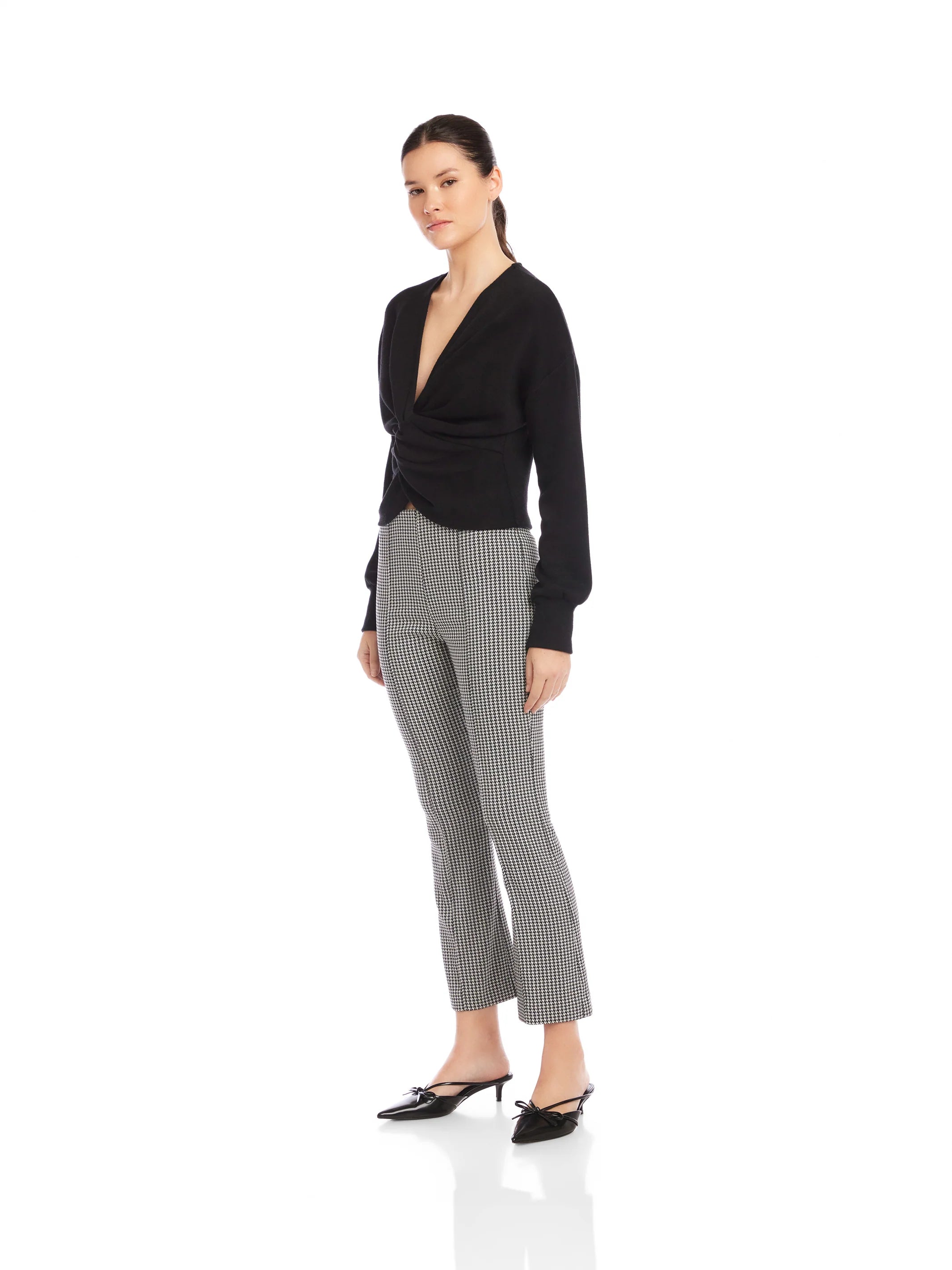 Sigourney Pintuck Pants - houndstooth