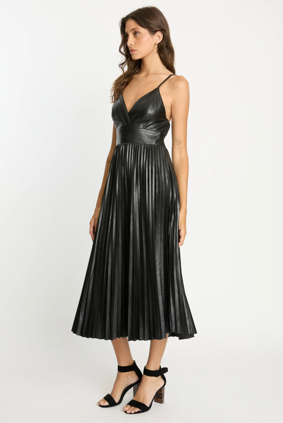 Genevieve dress - black vegan leather