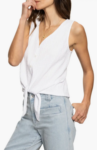 Vacation tie front tank - white