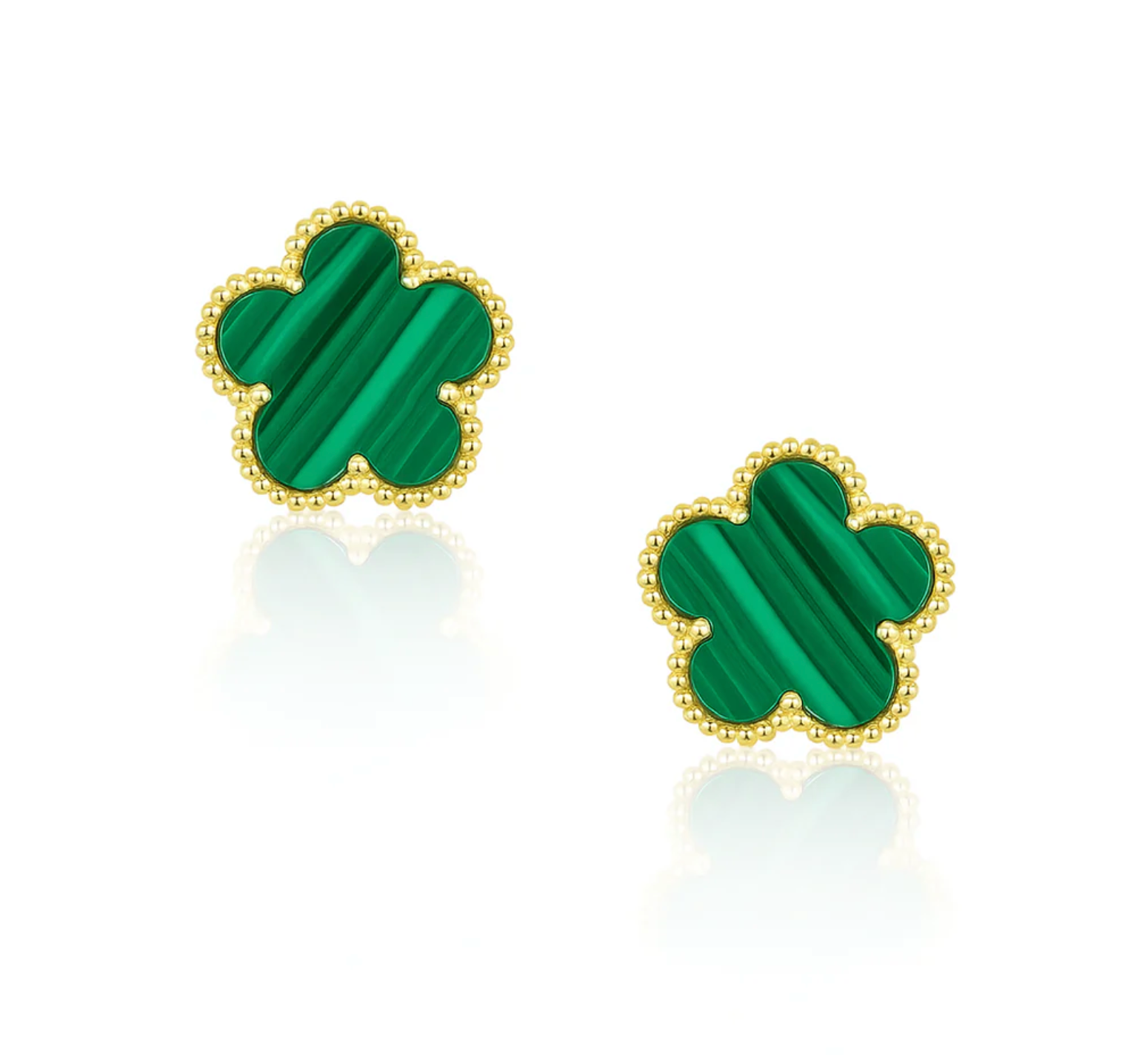 Adeline clover earrings (15mm) - malachite green