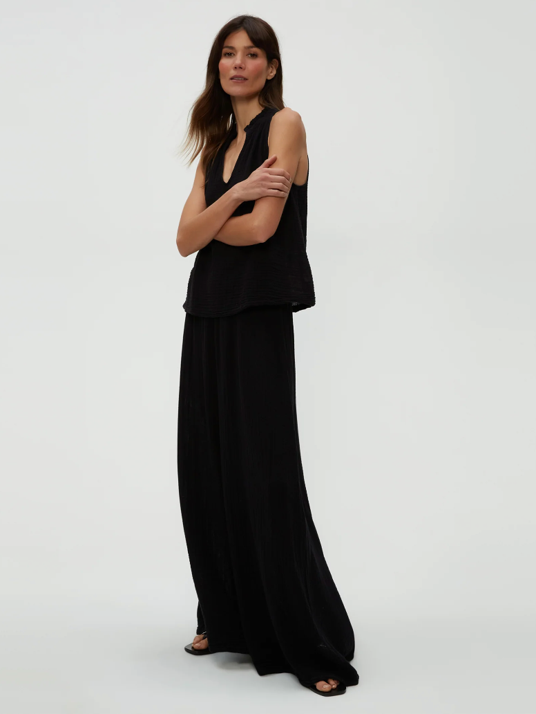 Simba smocked waist pant - black