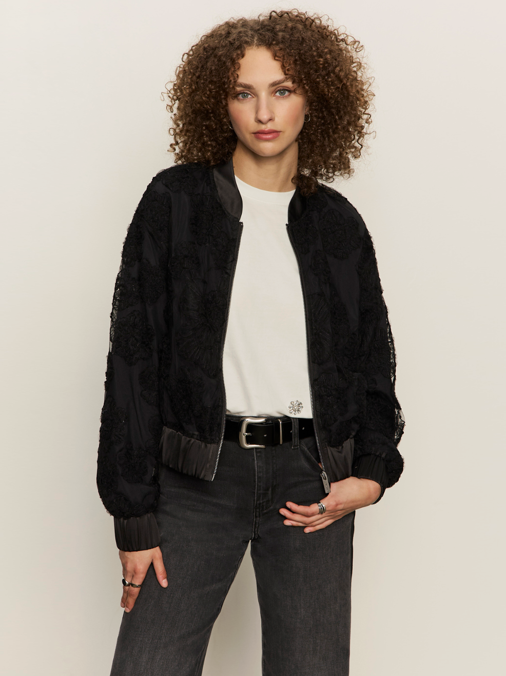 Rosy party bomber - black