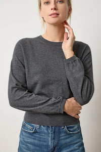 Pleated sleeve crewneck sweater (PA3034) - licorice