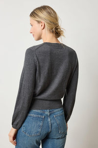 Pleated sleeve crewneck sweater (PA3034) - licorice