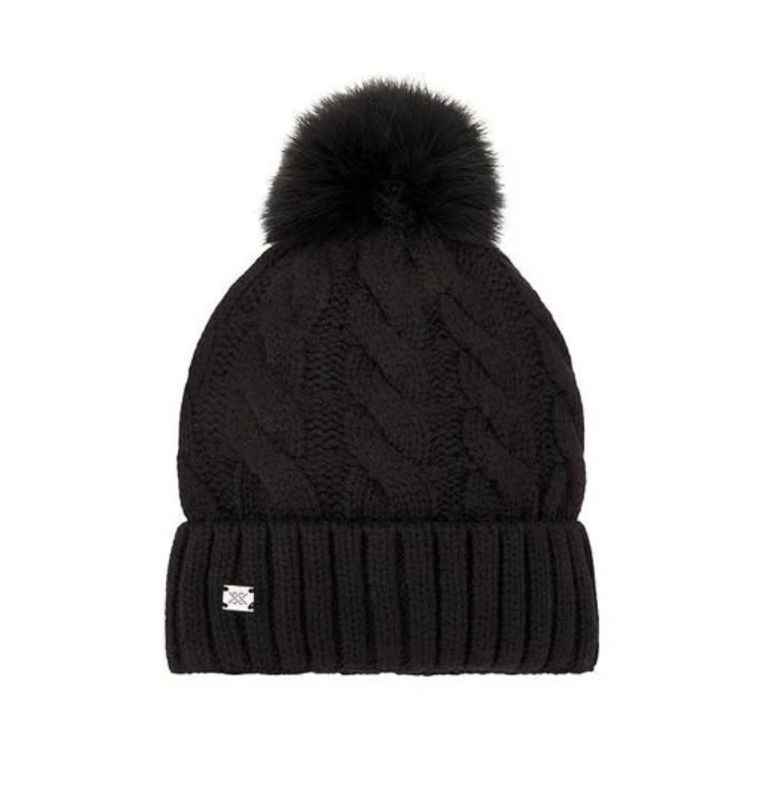 Amalie hat with removable pom - black