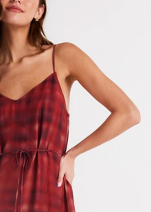 V-neck cami shift dress - blurred plaid print