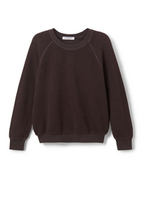 Ziggy inside out cotton fleece shrunken crew - cocoa powder
