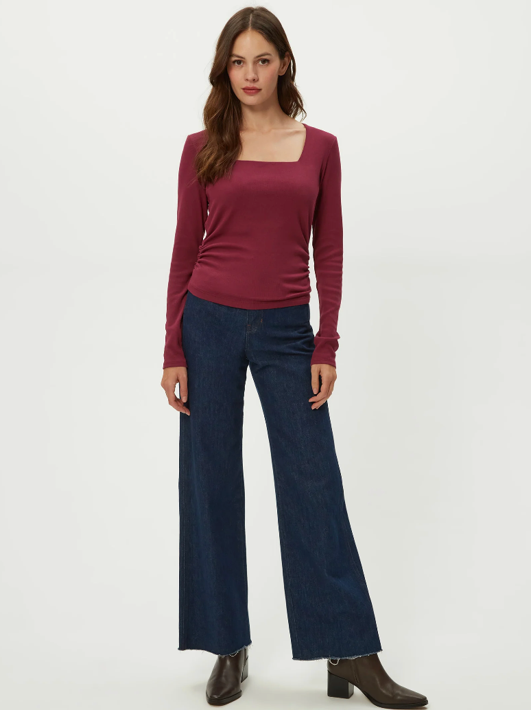 Sarah square neck top - garnet