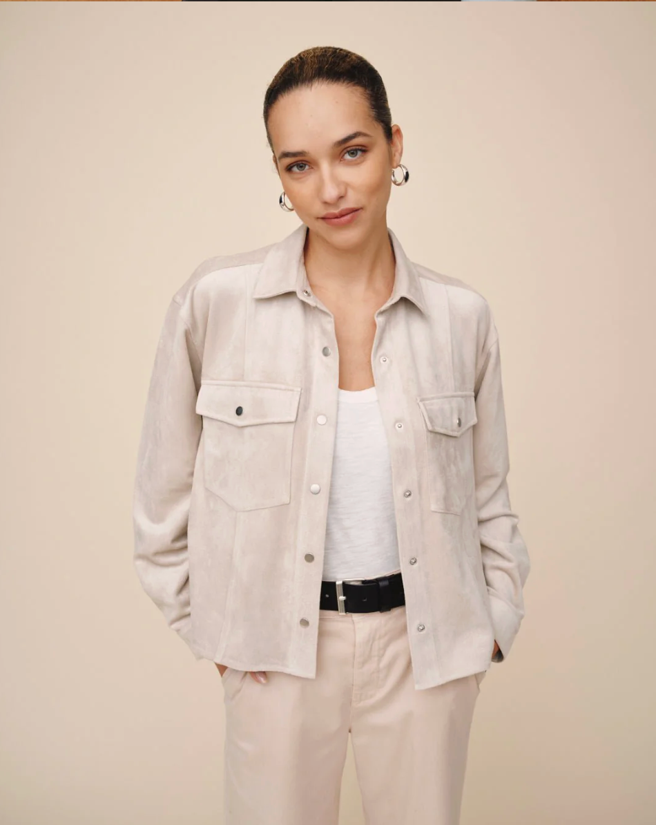 Seamed pocket shacket - panna cotta