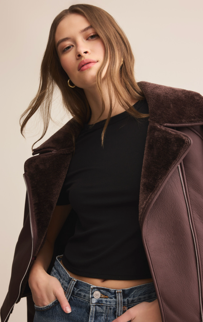 Locklin sherpa jacket - chocolate cherry