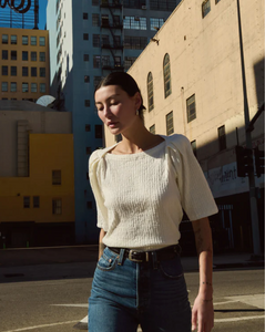 Deana textured tee - porcelain
