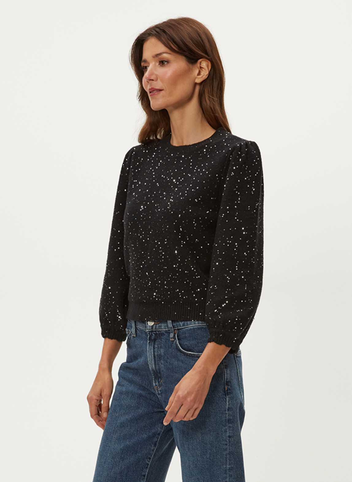 Deanna femme sleeve sweater - black
