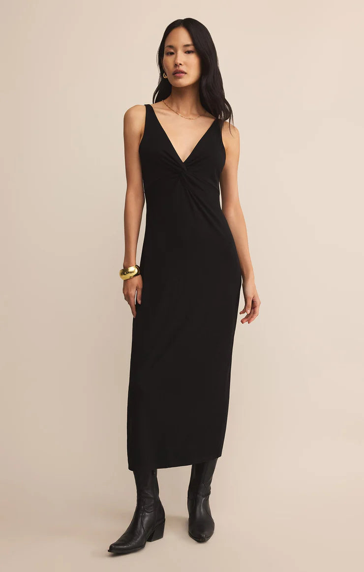 Eleve twist midi dress - black