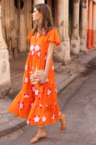 V-neck maxi - mela orange