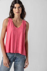 Shirred back v-neck tank (PA2991) - punch
