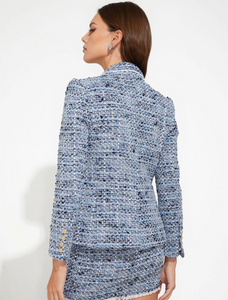 Eliza tweed blazer - blue melange