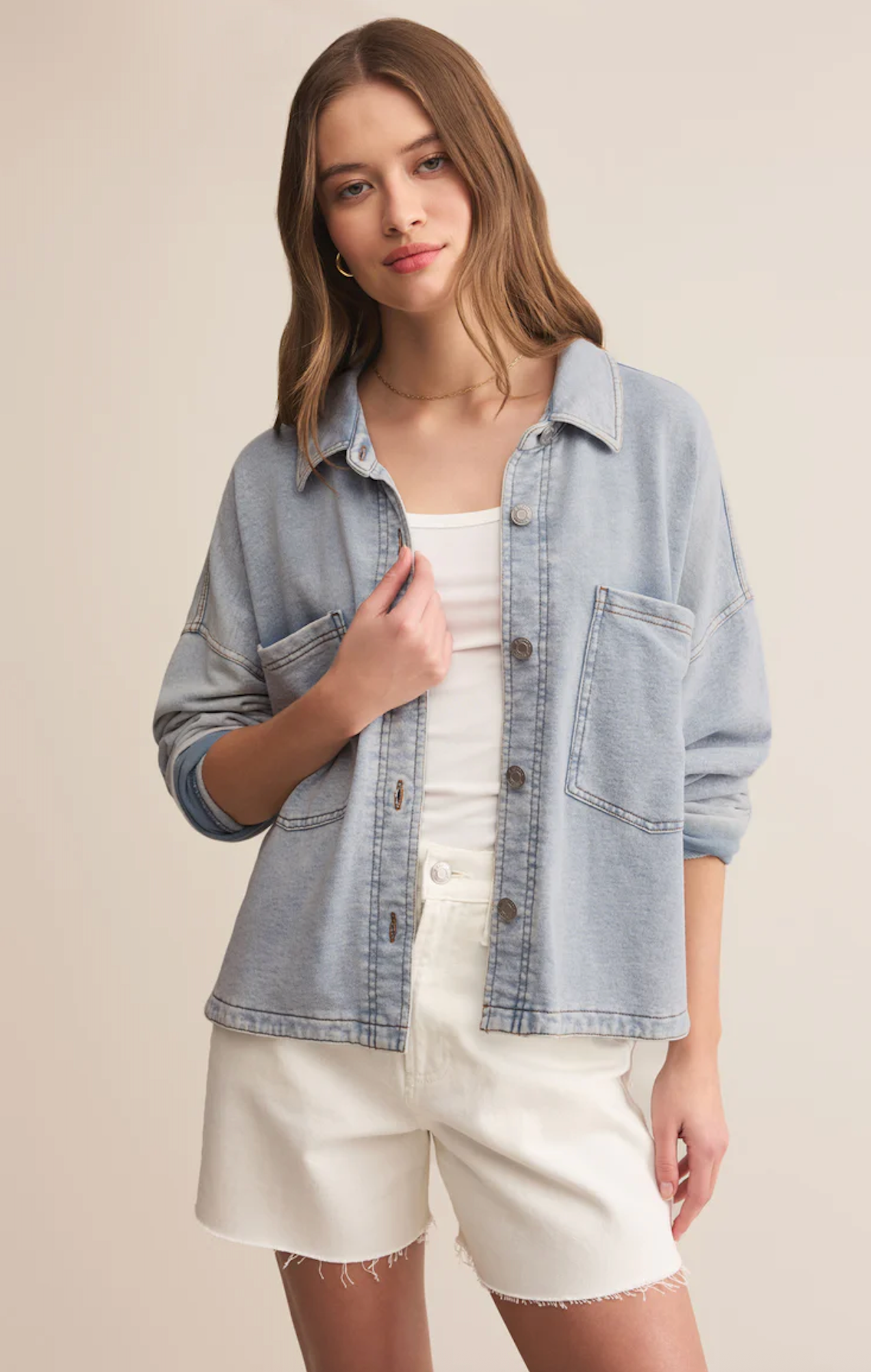 All Days Knit Denim Jacket - washed indigo