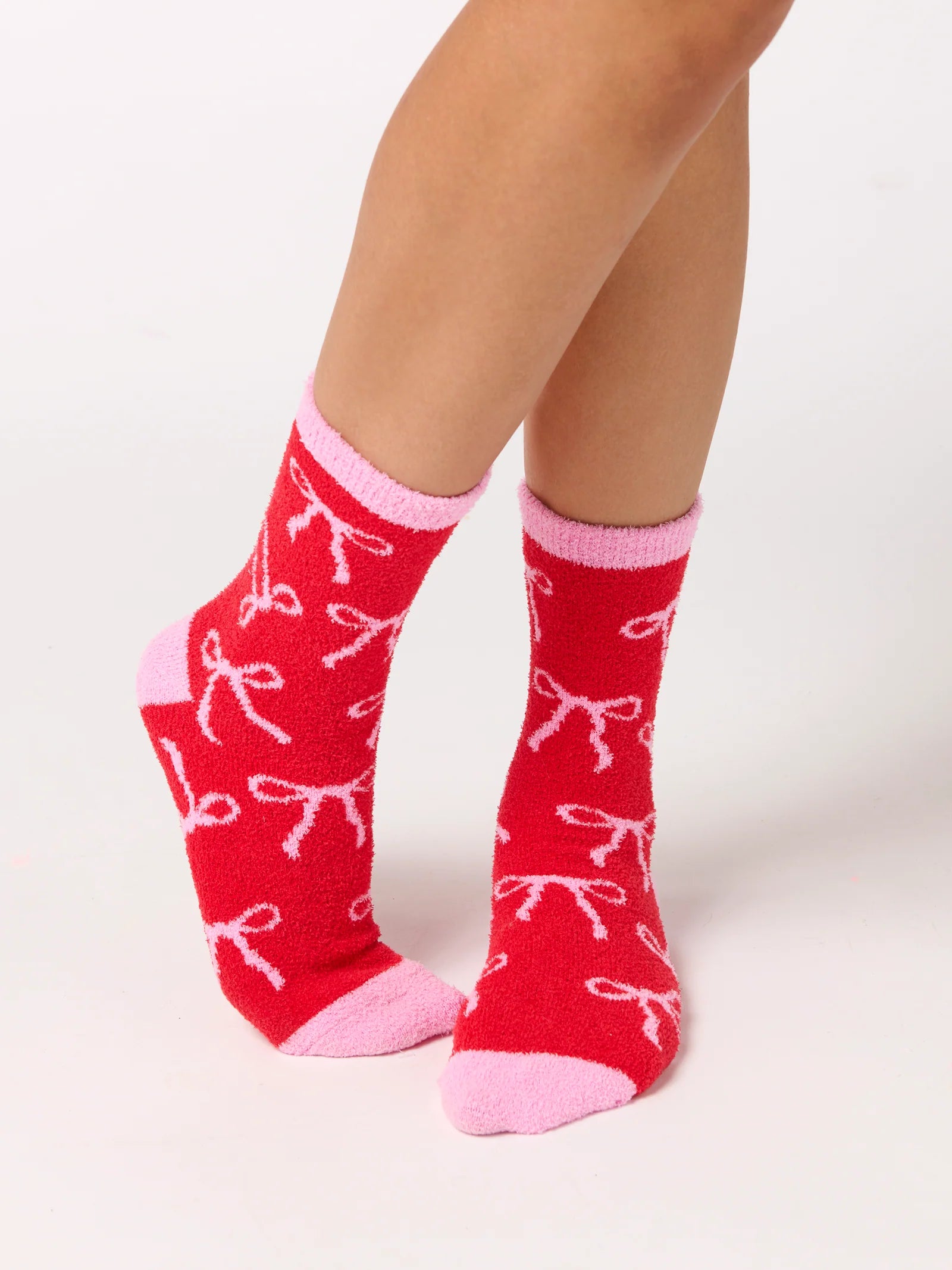 Bow socks - red