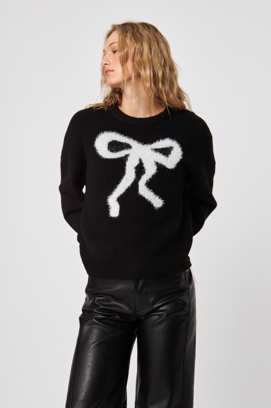 Ambrose bow knit sweater - blanc de noir