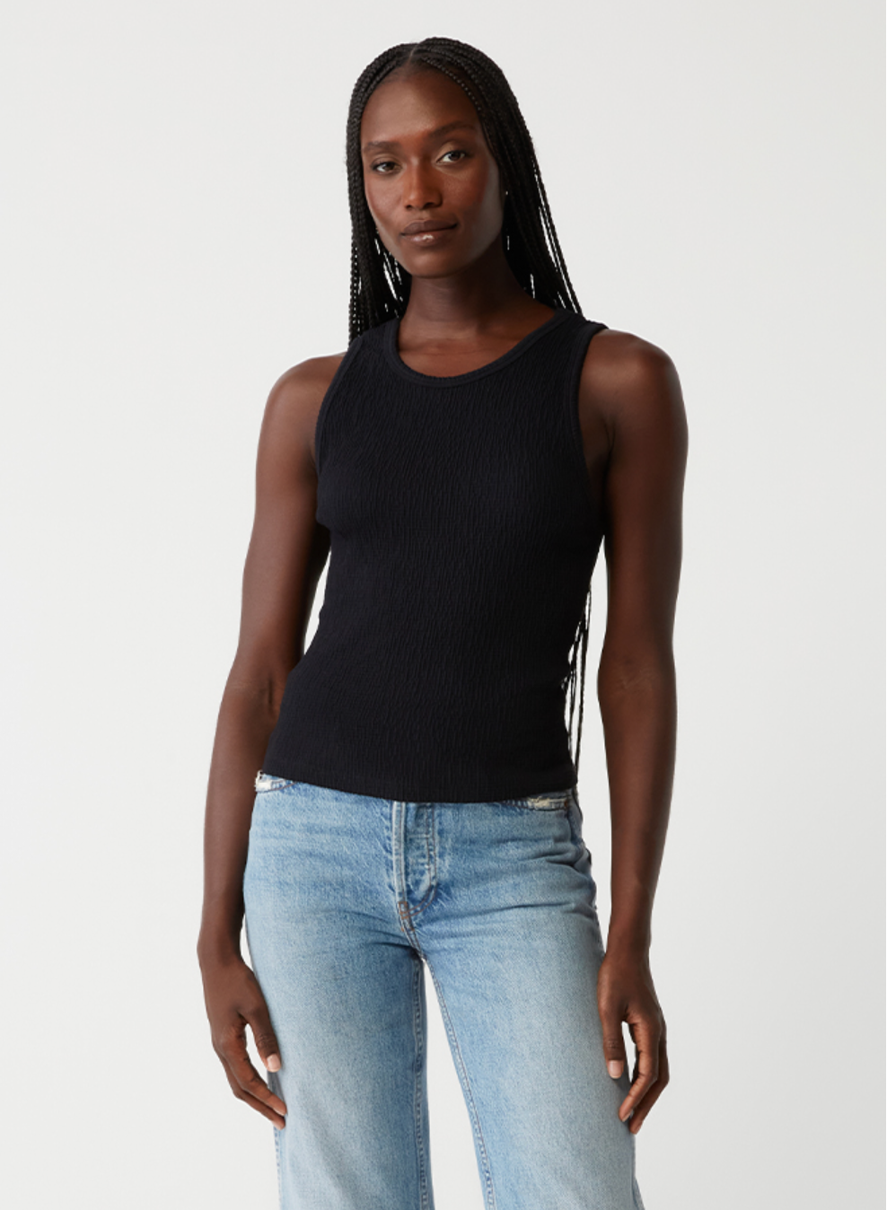 Kira crinkle tank - black