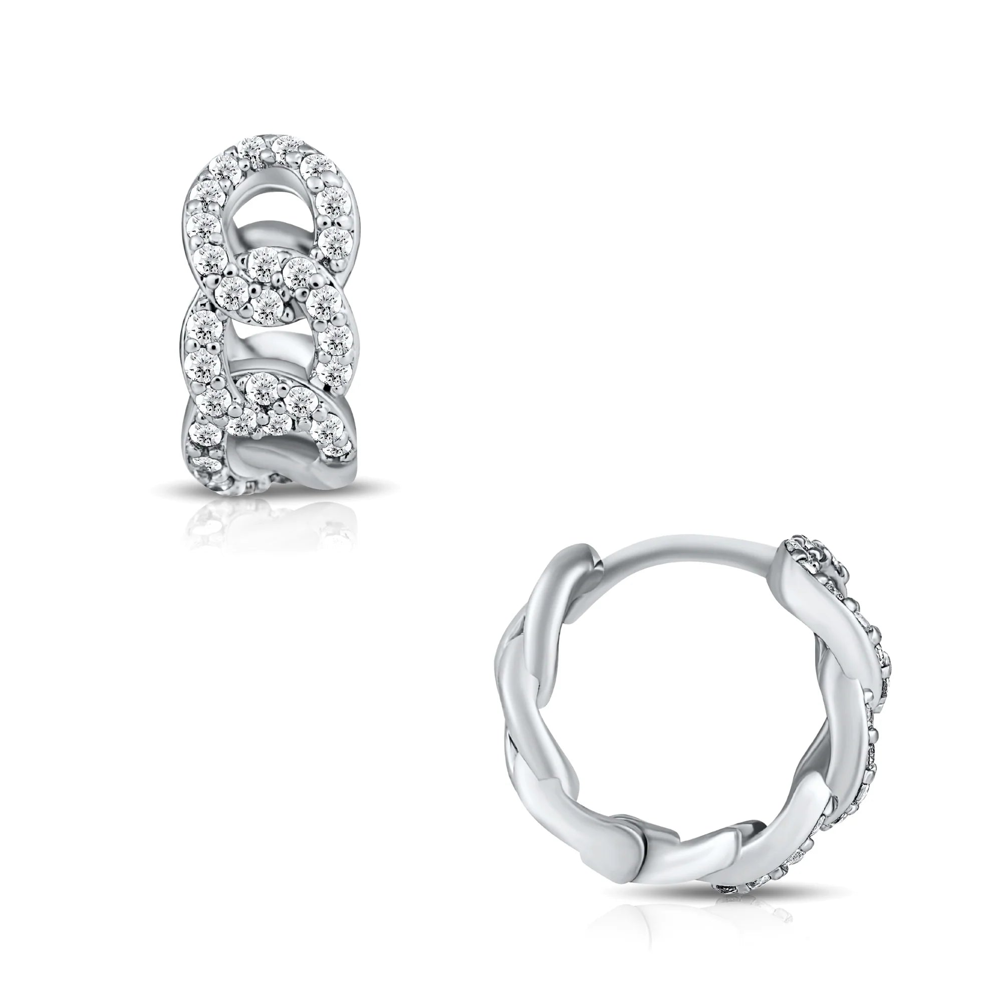 Anika chain huggie hoops - silver