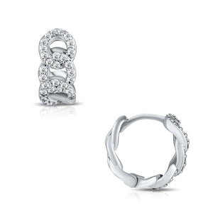 Anika chain huggie hoops - silver