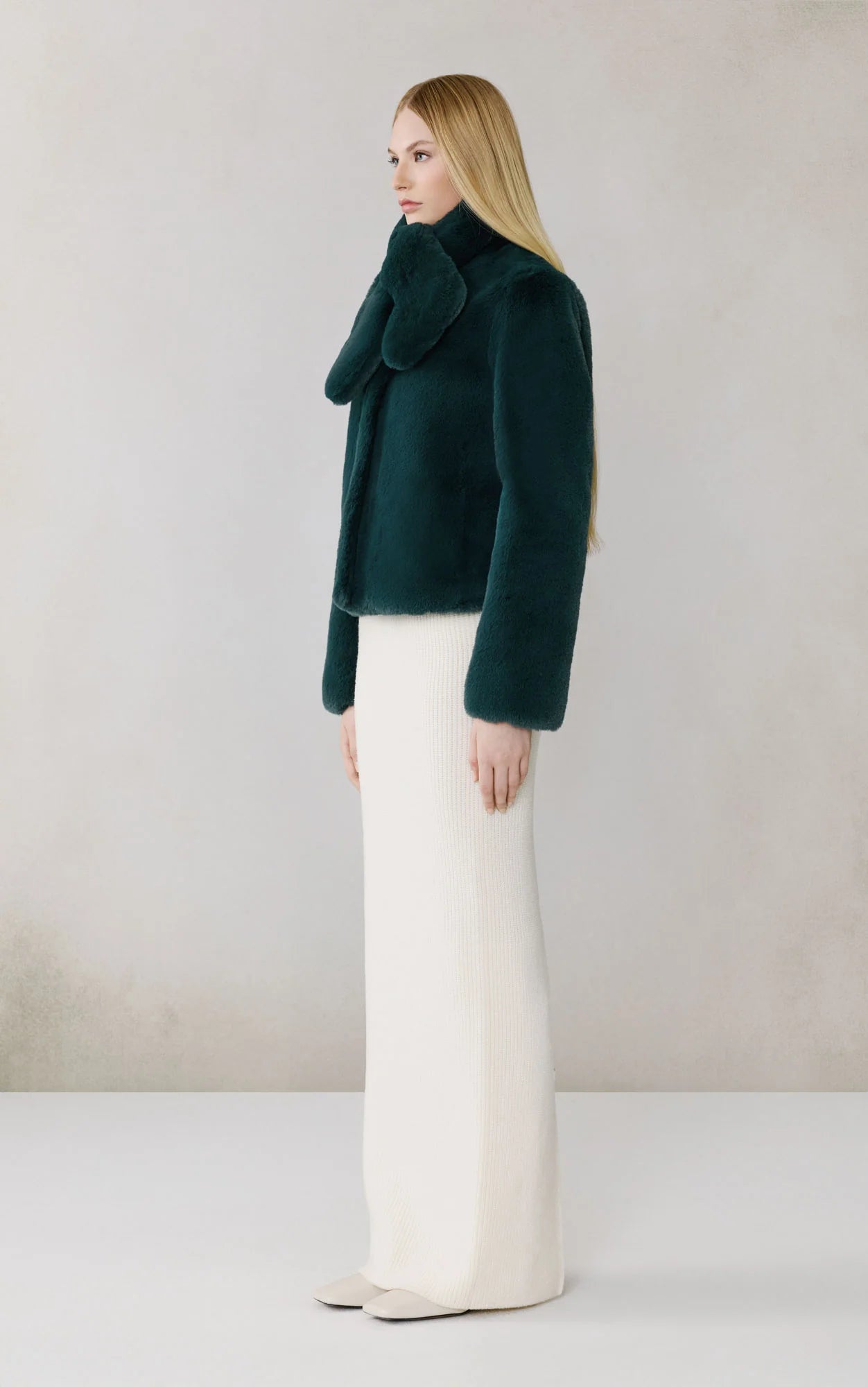 Kendell faux fur with scarf - midnight forest