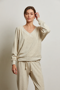 Sonny loop terry v-neck sweatshirt - oatmeal