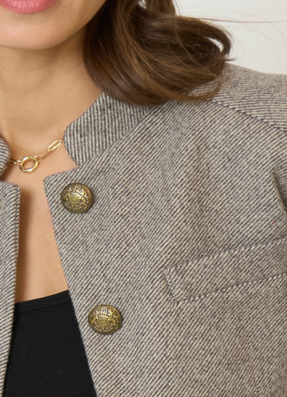 Halsey Mandarin Collar Jacket - brown