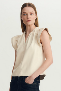 Venora faux leather top - cream