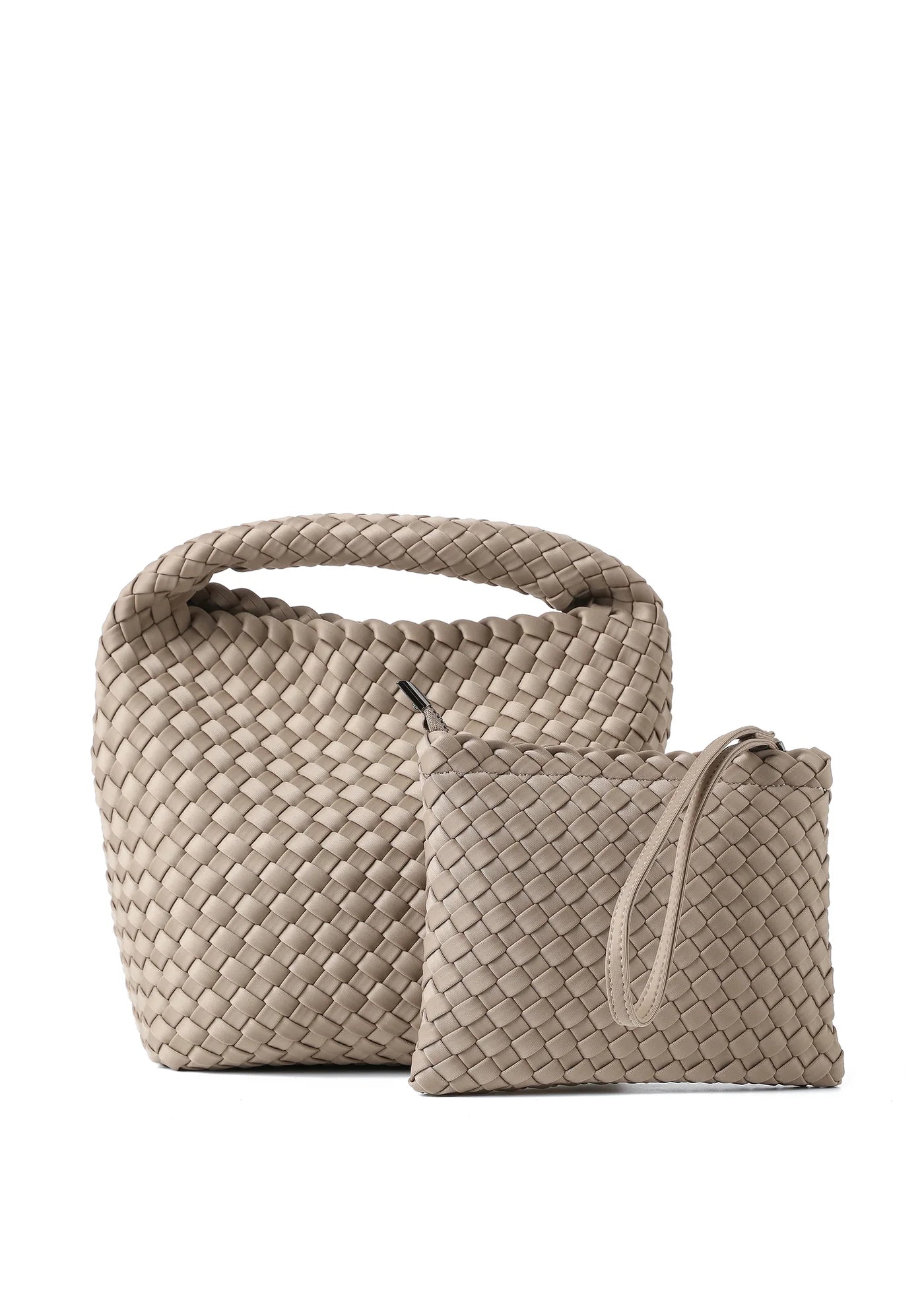 Shelly woven bucket bag - taupe