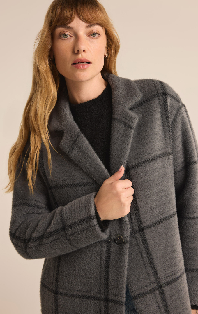 Mason windowpane coat - charcoal heather