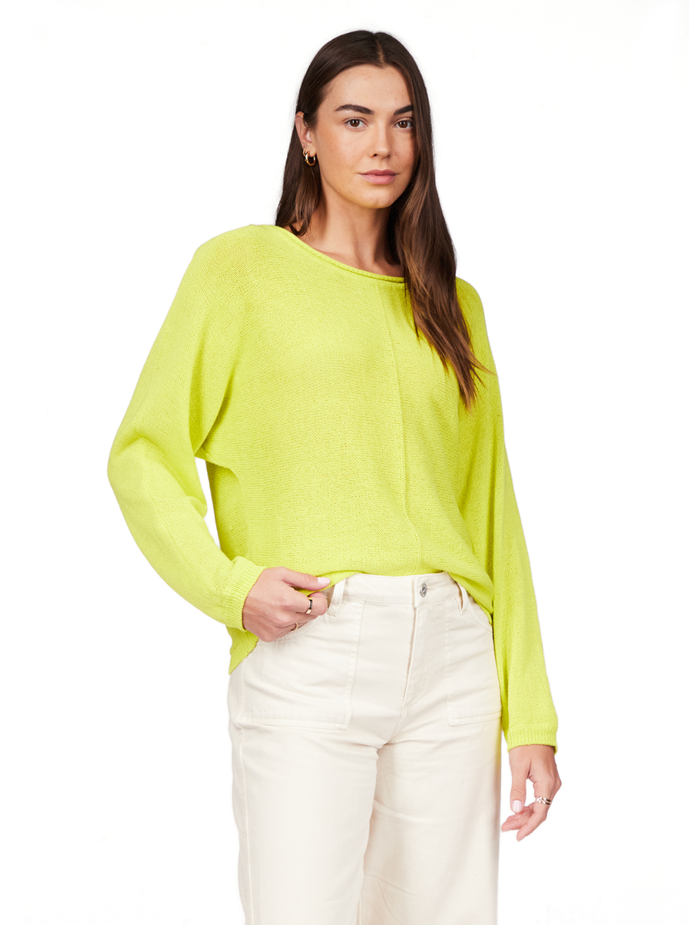 Easy knitwear top - desert lime