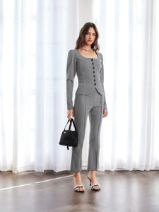Sigourney Pintuck Pants - houndstooth